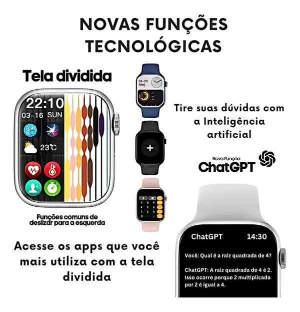 Smartwatch Gs10 Mini 41mm Tela Amoled + Brindes Preto Milanese Preto Preto - Imagem 8
