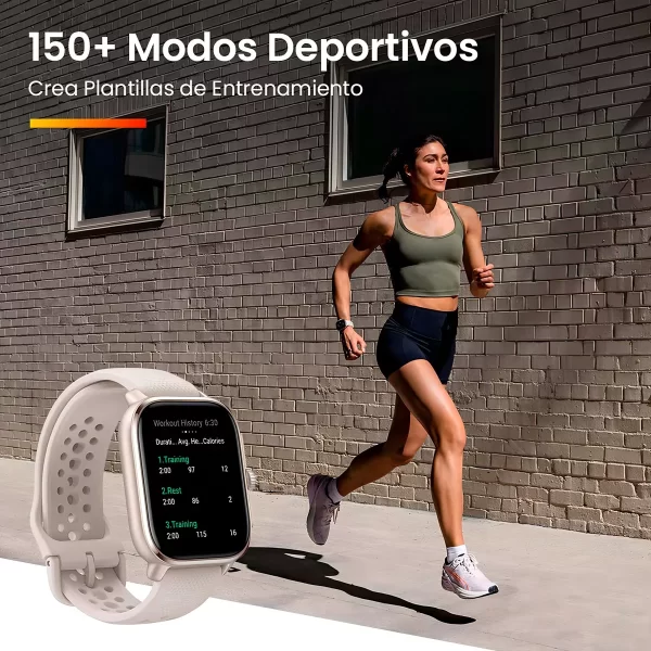 Amazfit Cheetah Square tela de 1.75" com pulseira de silicone - cor creme - Imagem 2