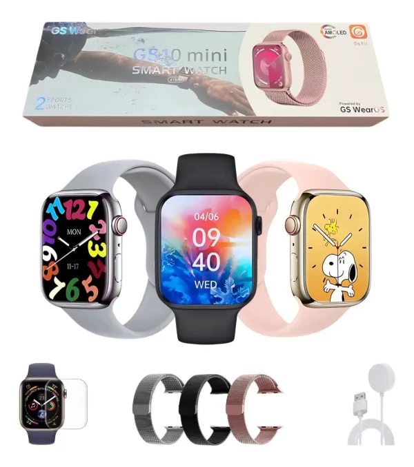 Smartwatch Gs10 Mini 41mm Tela Amoled + Brindes Preto Milanese Preto Preto