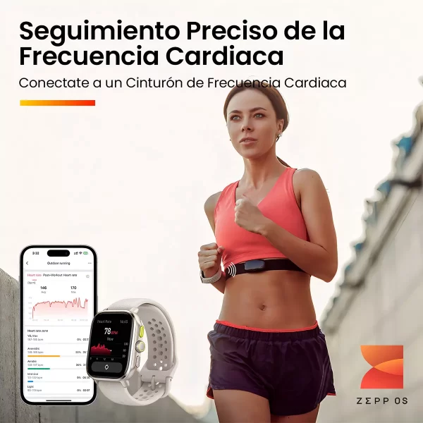 Amazfit Cheetah Square tela de 1.75" com pulseira de silicone - cor creme - Imagem 4