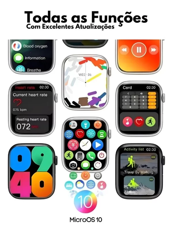 Smartwatch Gs10 Mini 41mm Tela Amoled + Brindes Preto Milanese Preto Preto - Imagem 4