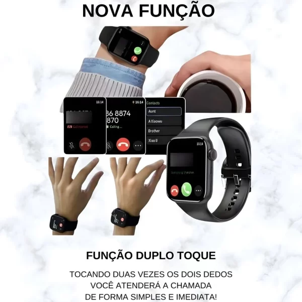 Smartwatch Gs10 Mini 41mm Tela Amoled + Brindes Preto Milanese Preto Preto - Imagem 6
