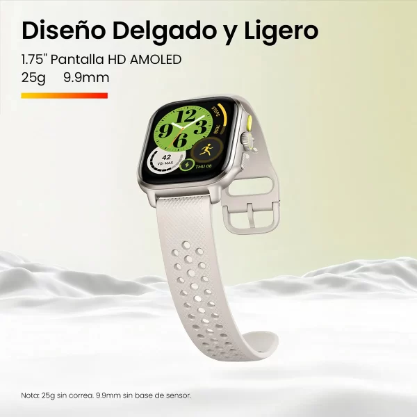 Amazfit Cheetah Square tela de 1.75" com pulseira de silicone - cor creme - Imagem 6