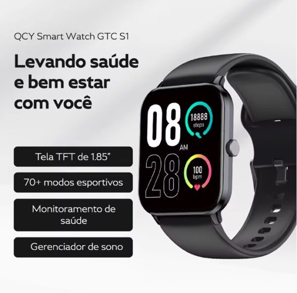 Smartwatch QCY Watch GTC S1 Bluetooth 5.0 Certificação IPX8