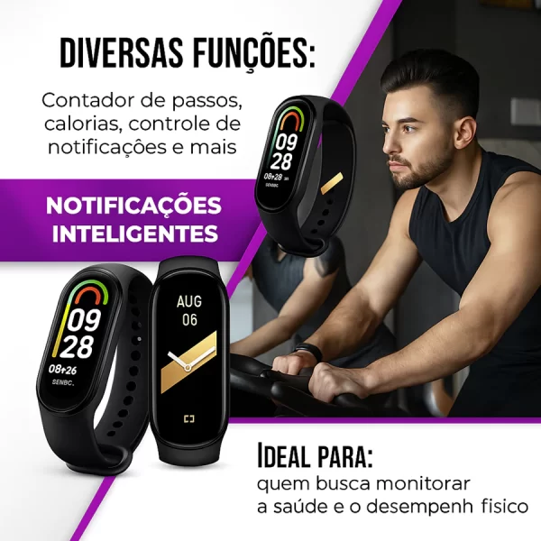 Smartband M8 Mede Pressão Batimentos Oxigênio Sono Pulseira Smartwatch Bluetooth - Imagem 2