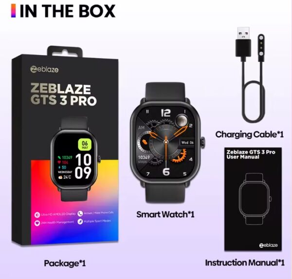 Zeblaze-Smartwatch GTS 3 Pro para homens e mulheres, tela HD AMOLED, rastreamento de saúde e fitness, IP68 impermeável, novo - Imagem 2
